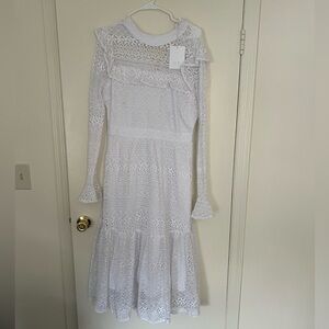 Rachel Parcell White Lace Long Sleeve Dress